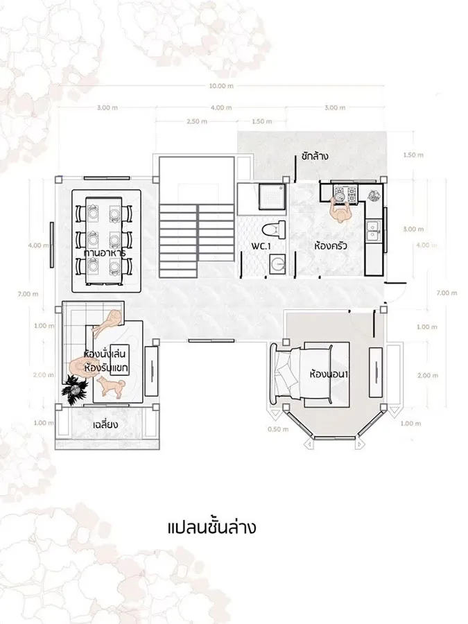 แปลนบ้าน-ชั้นล่าง-b045
